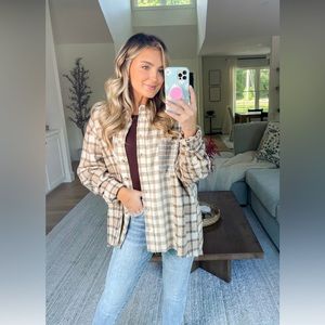 Brown mix flannel shacket